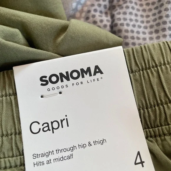 🌸 5 for $25 // Sonoma Olive Green Capri Pants Size 4 - Picture 4 of 6